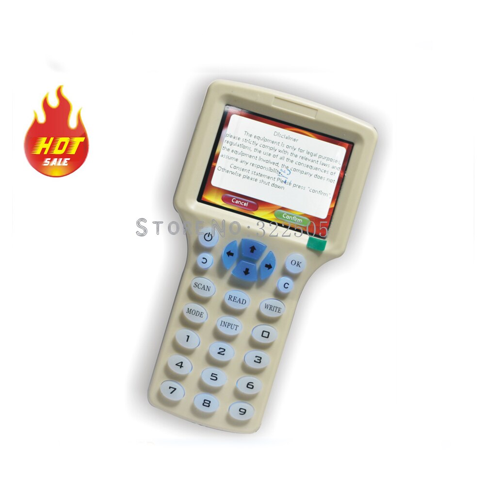 English 10 Frequency RFID Reader Writer Copier Duplicator IC/ID with USB Cable for 125Khz 13.56Mhz Cards LCD Screen Duplicator