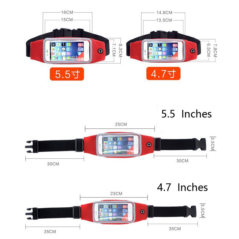 Waterproof Sweat Proof Sports Cell Phone Waist Pouch Universal Adjustable Waist Bag With Transparent Touch Control Window