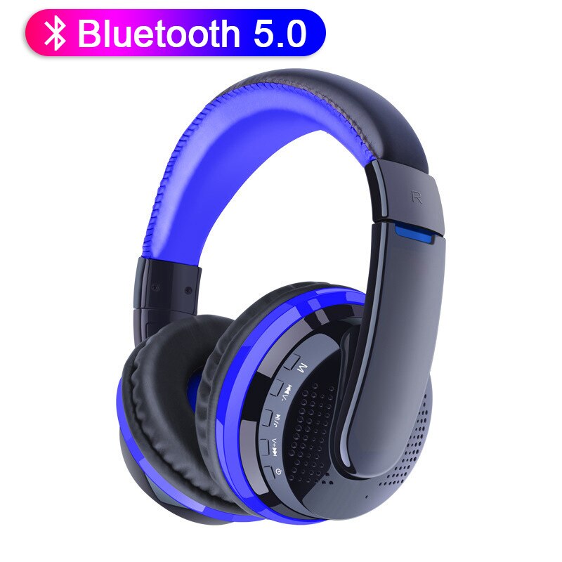 MX666 Wireless Headset Head-mounted Bass Stereo Auriculares bluetooth Support Micro SD TF Card Microphone Gaming Earphone: Blue