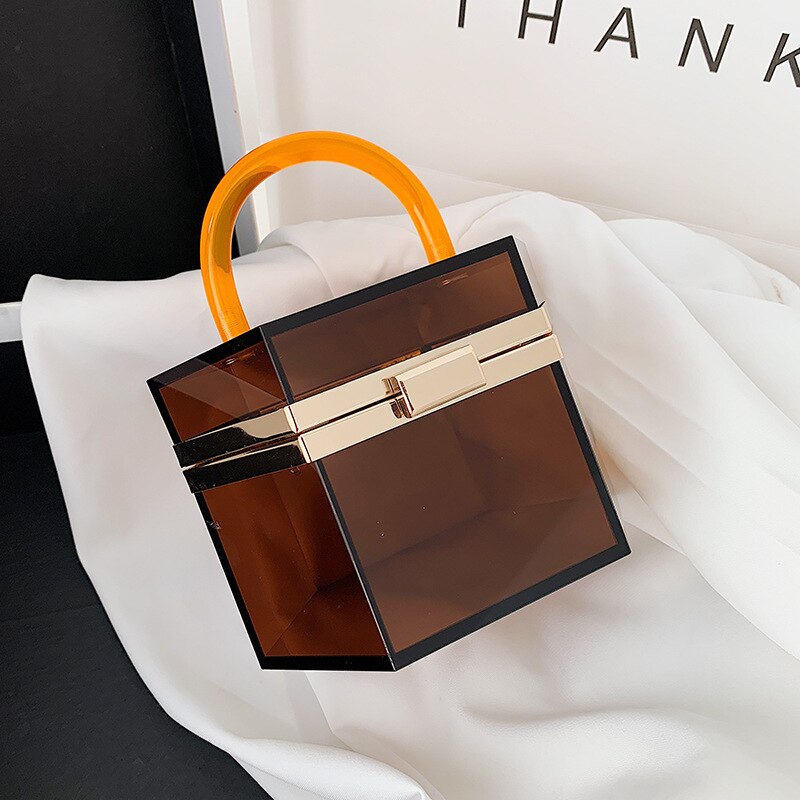 Herbst Und Winter Neue Transparente Handtasche Neue Handtasche Kupplung Partei Abendessen Tasche: Kaffee