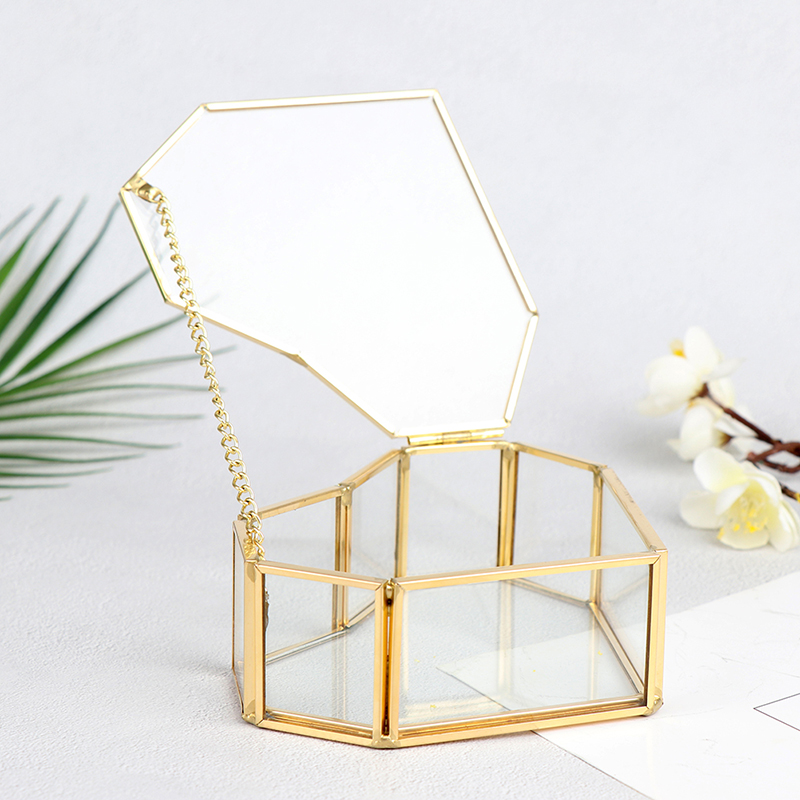 Caja geométrica de cristal transparente para joyería, organizador de joyería, soporte, caja de anillo, collar, pulseras, pendientes, accesorios de almacenamiento de joyería, 1 ud.