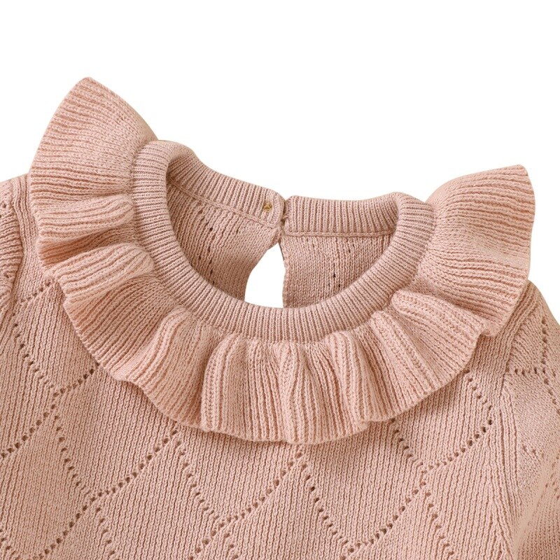 Baby Mädchen zur Seite fahren Baumwolle freundlicher Gestrickte Rundhals Solide freundlicher zur Seite fahren Kleidung Kleinkind Baby zur Seite fahren