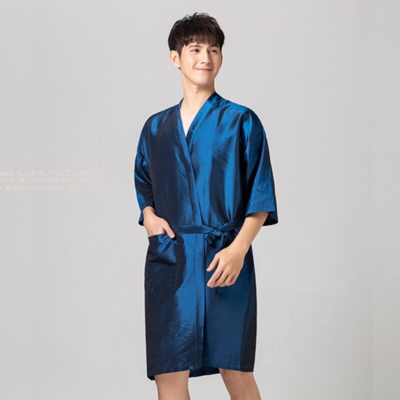 1 st frisör kimono skönhet spa klänning morgonrock hårkappor missfärgning styling frisörsalong frisör omlottduk: Blå
