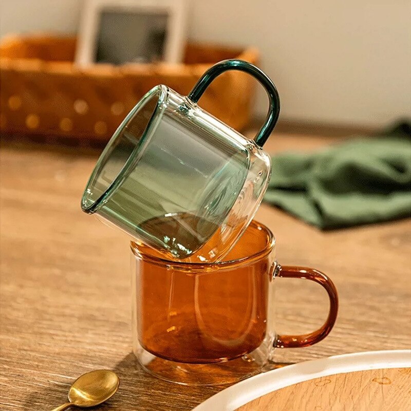 250ML tazza di vetro a doppia parete tazze di caffè ad alto borosilicato tè resistente al calore latte succo di limone tazza di acqua Bar bicchieri