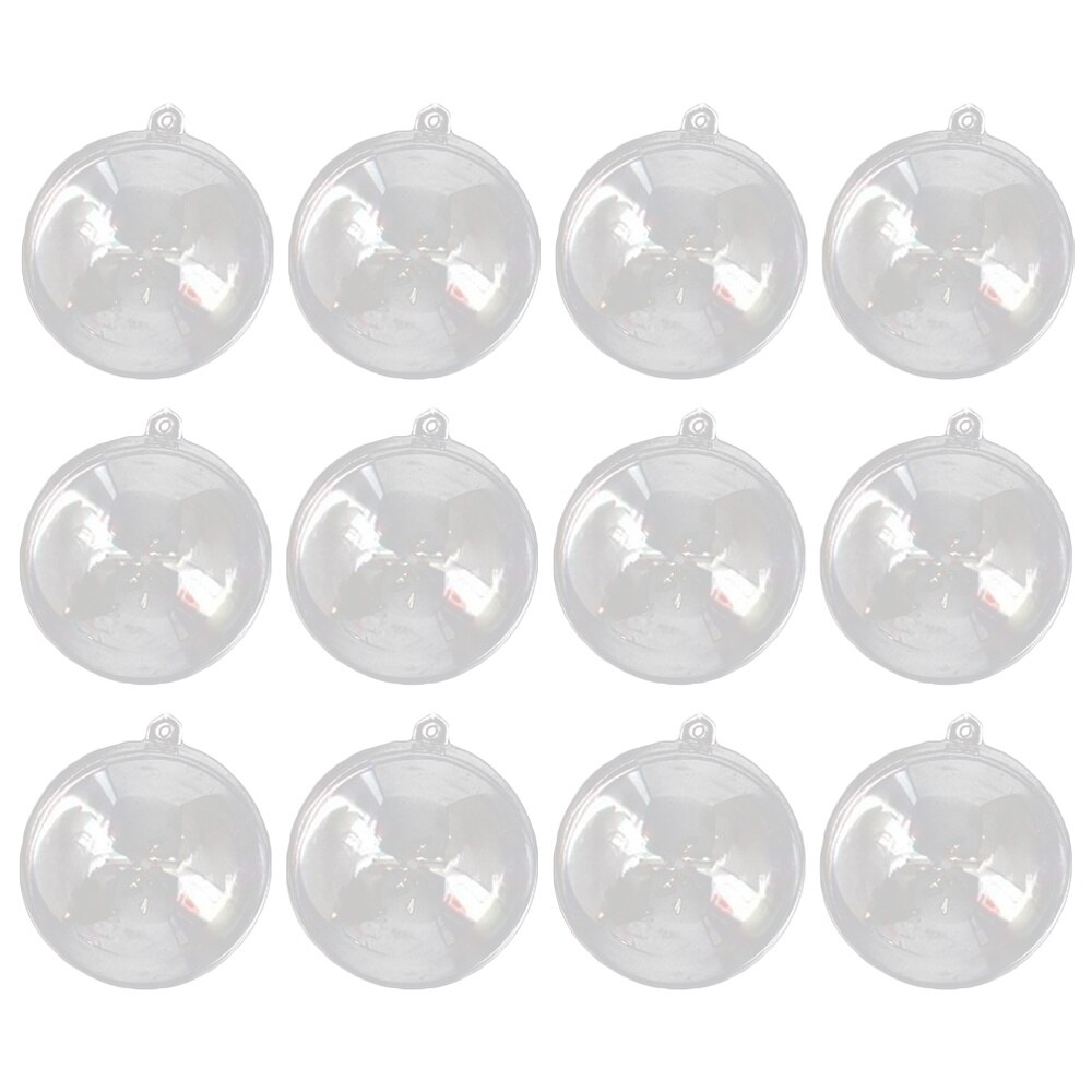 12Pcs 6cm Transparent Plastic Ball Fill-able Hollow Sphere Snap-On Ball Xmas Hanging Ornament Party Wedding Decor: As Shown