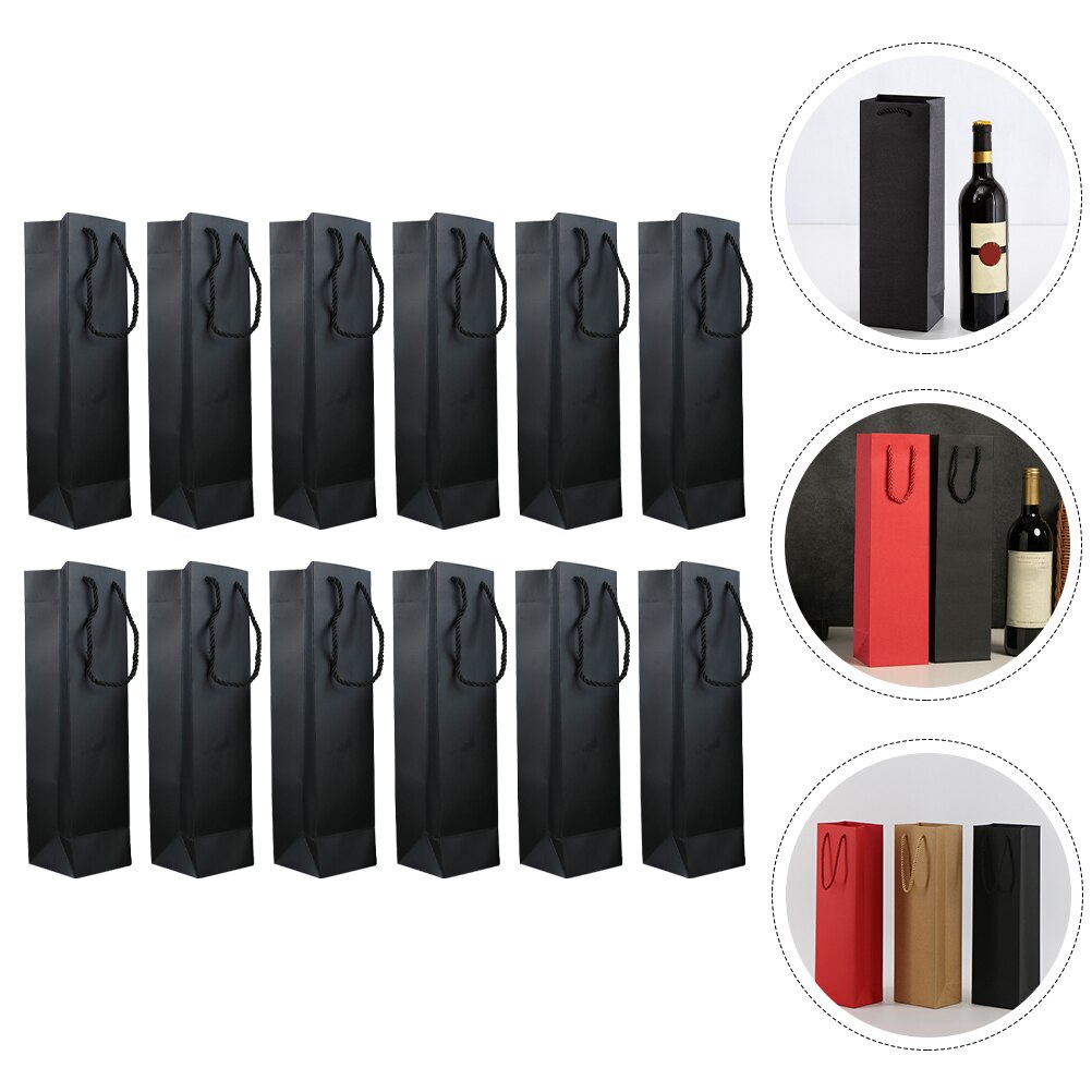 12Pcs Paper Wine Packing Bags Portable Wine Packing Bags Wine Carrier Pouches Wine Bottle Wrapping Bags for Party Wrapping
