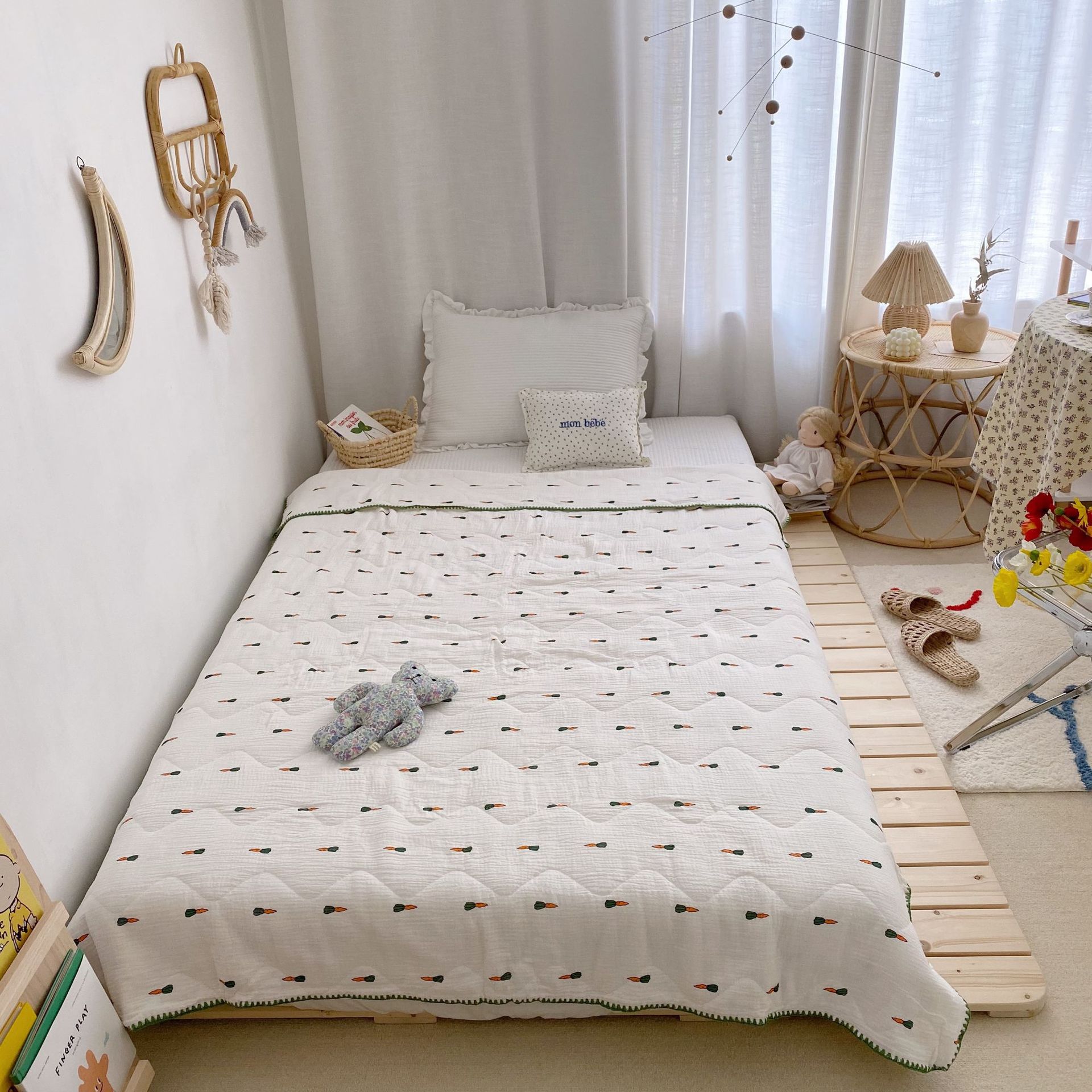 95*115cm sommerdyner til børn 100%  luftgennemtrængelighedstæpper i bomuld til hjemmet børnehave skolebørn sengetøj: Gulerod