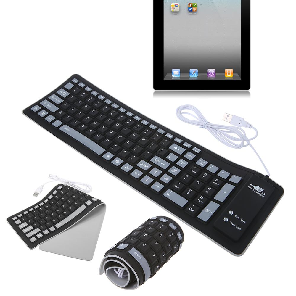 soft and durable, comfortable touch Foldable Keyboard Waterproof USB Wired Keyboard 103 Keys Silicone Soft Keyboard