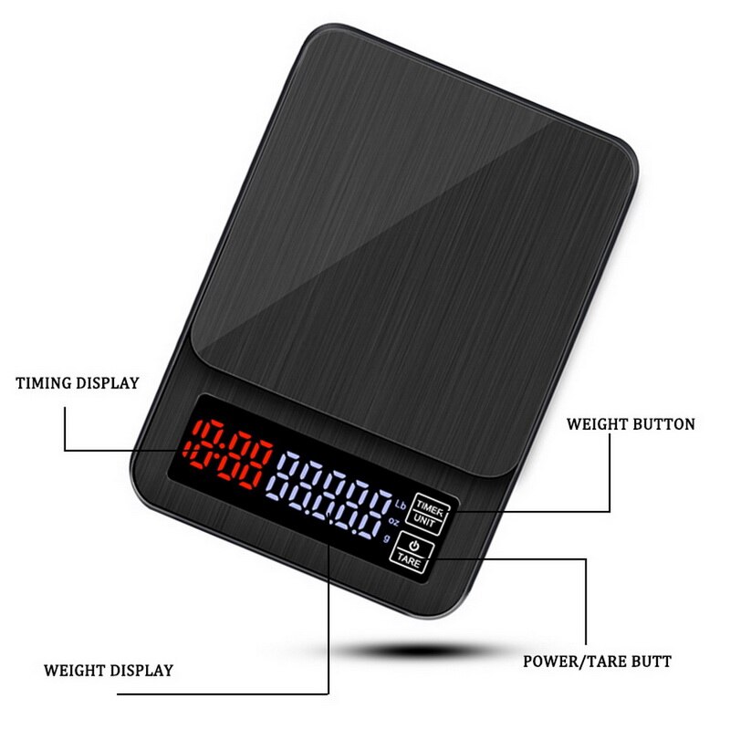 Precision Digital Food Scale USB Rechargeable Kitchen Scale For Cooking Baking Drip Coffee Scale With Timer 3/5kg/0.1g 10kg/1g