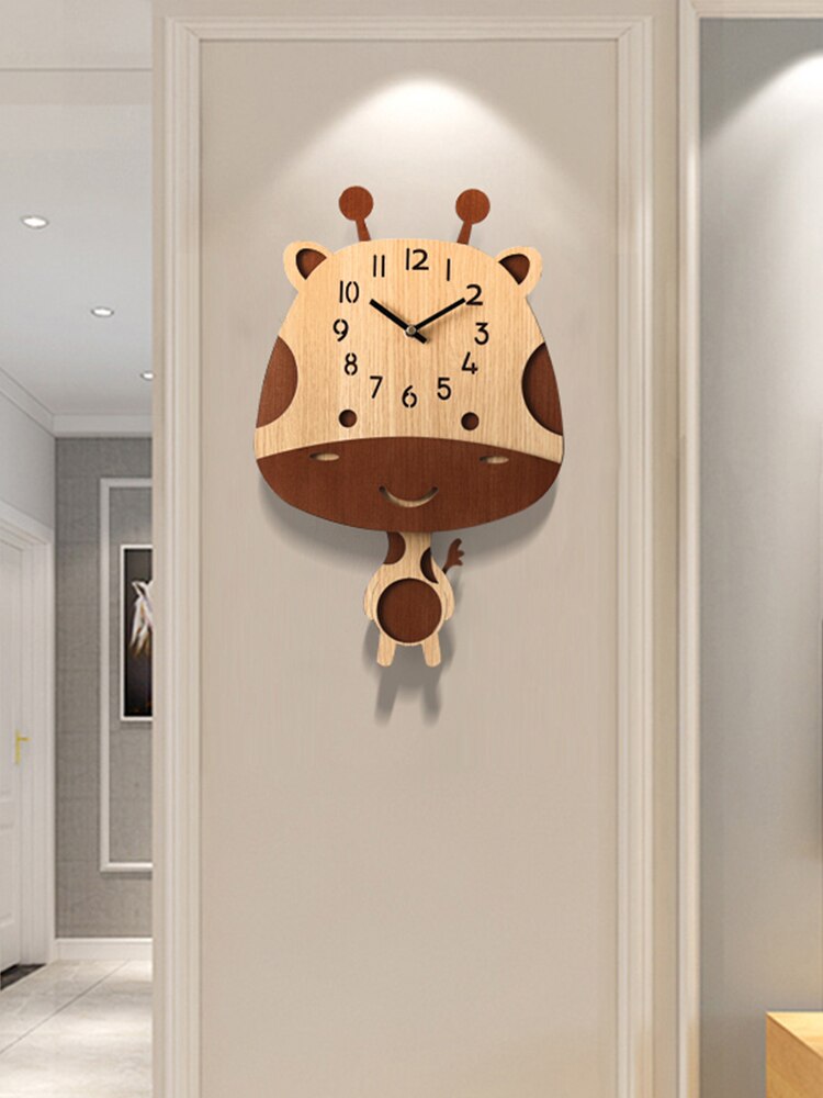 Crianças relógio de parede sala estar moda girafa digital relógio de parede criativo quarto reloj pared decoração chambre enfant bh50hh