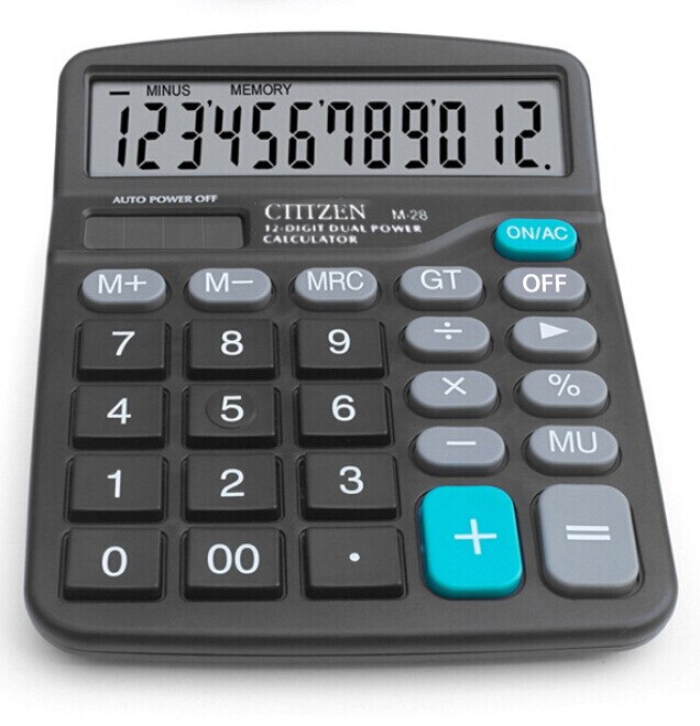 Calculadora Solar M28 de plástico Abs de doble potencia, Calculadora financiera de oficina con pantalla grande de 12 dígitos