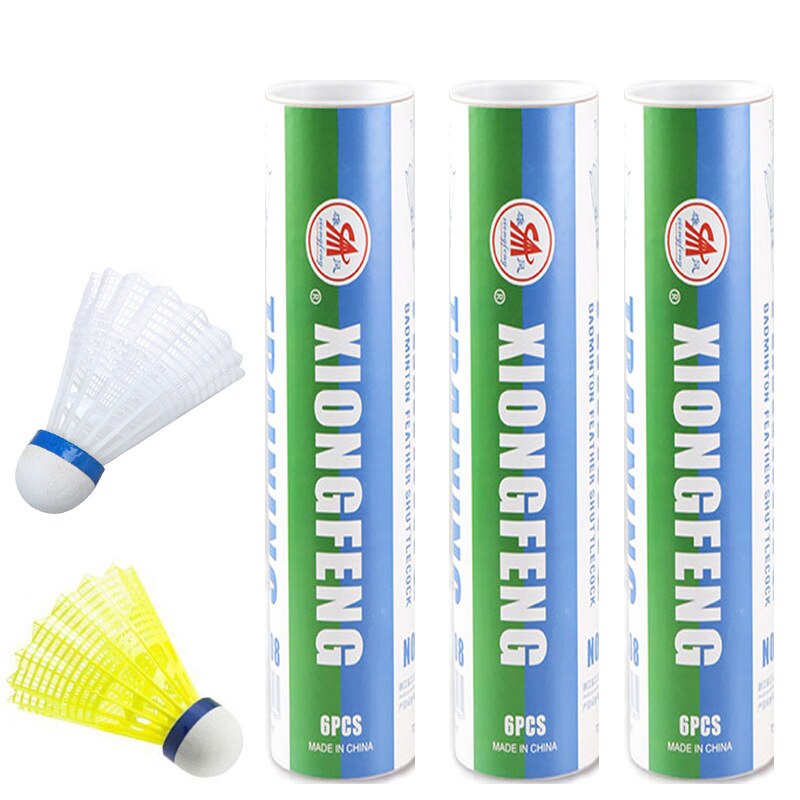 Duurzaam Glory Nylon Shuttle 6 Stuks Geel Plastic Training Bal: 12 Shuttlecocks in Each Box 1 Tube Yellow