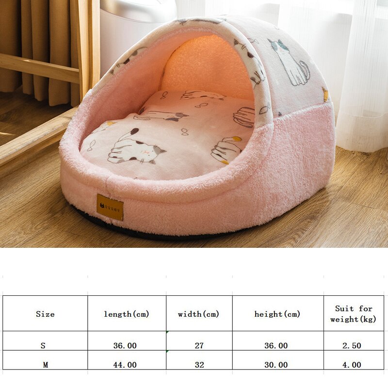 Hondenmanden voor kleine honden, honden- en kattenmand, uitneembaar hondenhok, warm hondennest, hondenhokkussen, kattenhuis, kattenhuis, huisdierproducten: Roze / M