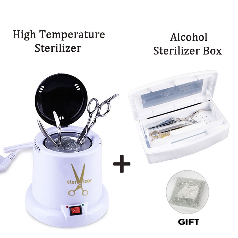 Sterilizer Tray Box Alcohol Disinfection Box Disinfector Manicure Implement ToolAlcohol Disinfection Box Salon Nail Metal Tools: White C01 and K01