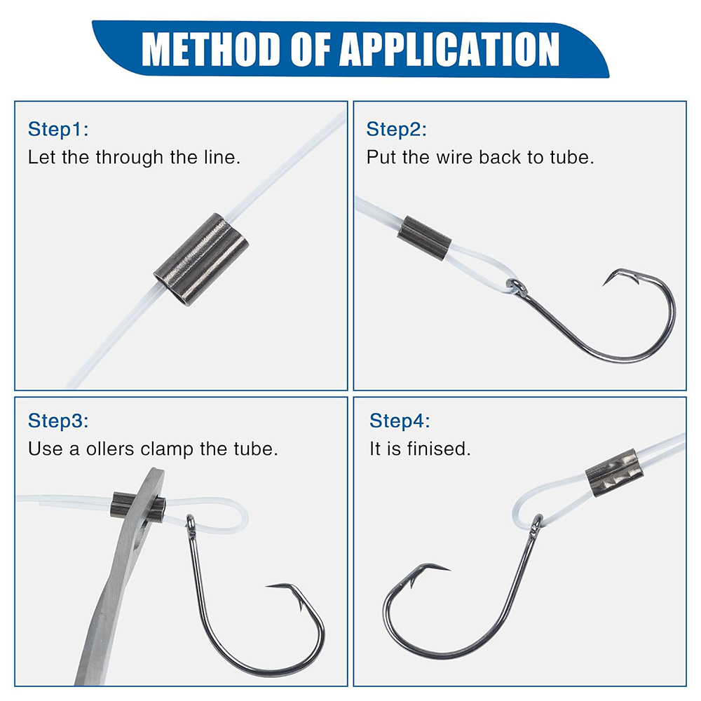 PRO BEROS 50Pcs Copper Double Barrel Crimp Sleeves Fishing Line Tube Connectors Crimping Loop for Leader Rigging Ferrule 0.8-2.0