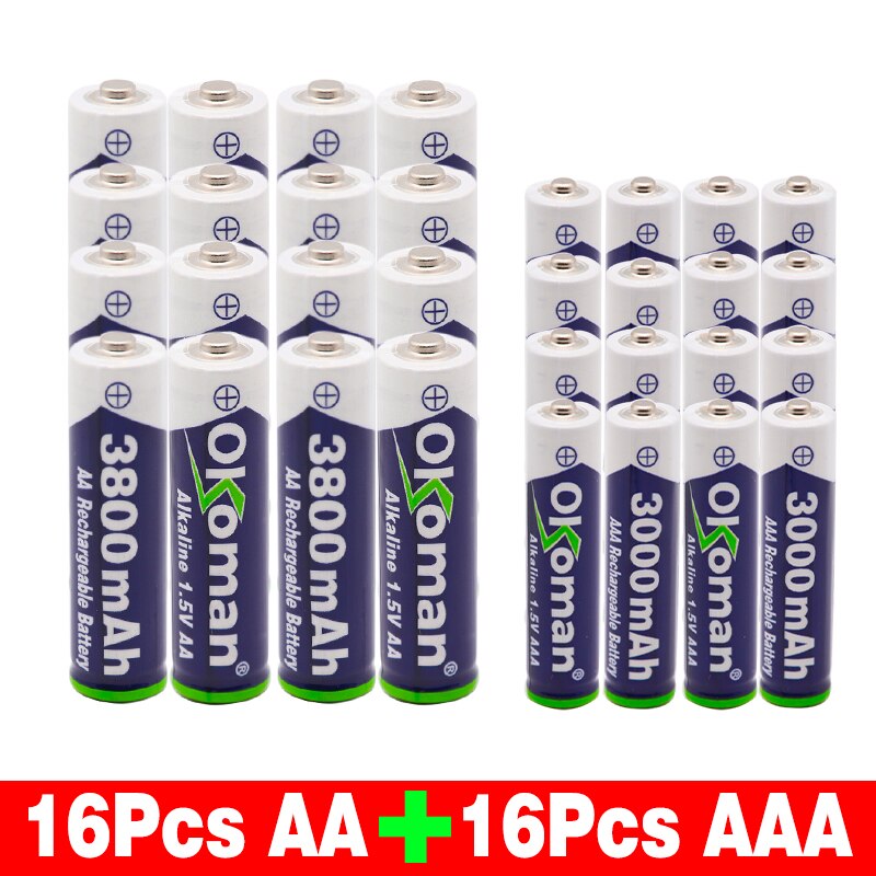 AA+AAA 100% 1.5V Rechargeable AA Battery AAA Alkaline 3000-3800mah For Torch Toys Clock MP3 Player Replace Ni-Mh Battery: Yellow