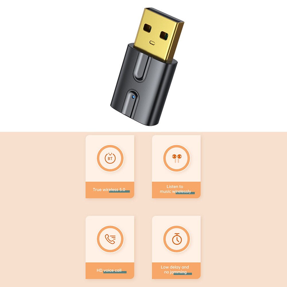 Usb-bluetooth- 5.0- adapter, audioempfänger, mini-usb-bluetooth-dongle, fm-musik-funkadapter für pc, laptop, hd-tv-sender