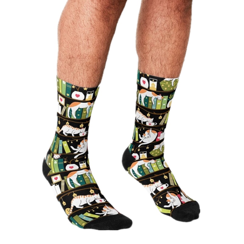 Grappige Mannen Sokken Maan Glow Night Strand Gedrukt Hip Hop Mannen Gelukkig Sokken Leuke Jongens Street Style Crazy sokken Voor Mannen: W82