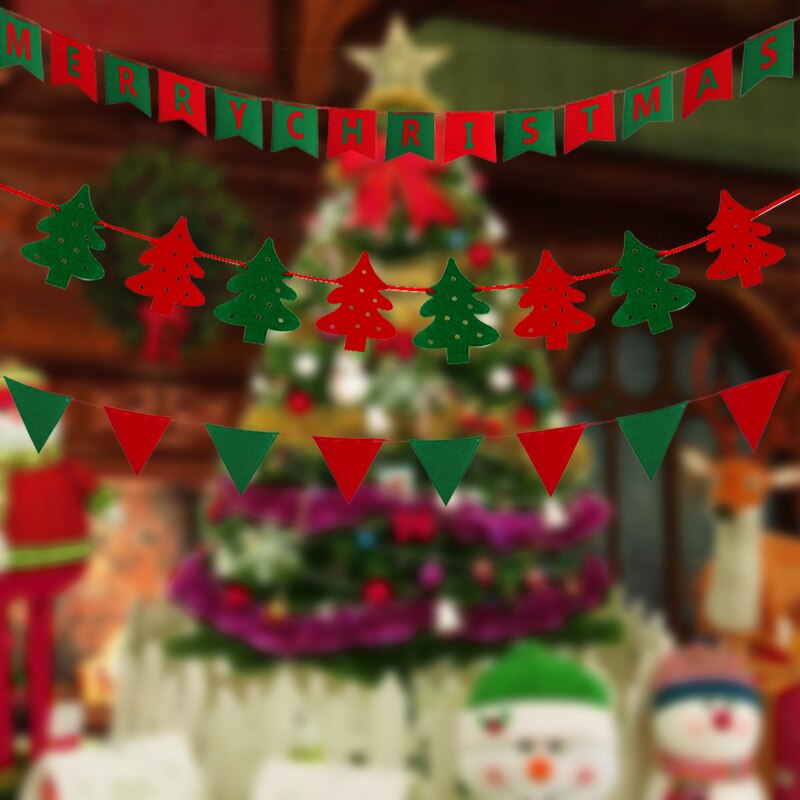 3m god jul prydnader banderoller julgran strumpor filt krans bunting för hem år julfest hängande dekor flaggor