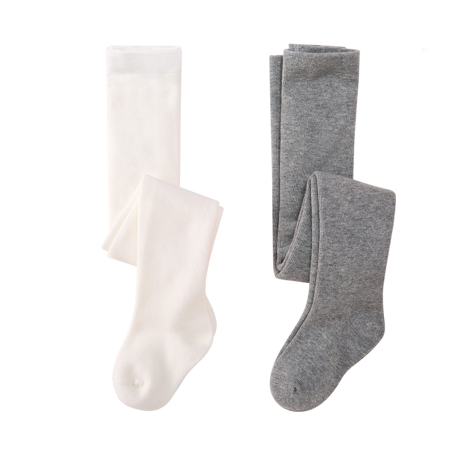 Pureborn 2 Pack Gebreide Katoenen Baby Meisje Strakke Broek Herfst Baby Meisjes Lolita Modieuze Volledige Lengte Baby Meisje Voet Broek: Gray and White / 2-3 Years