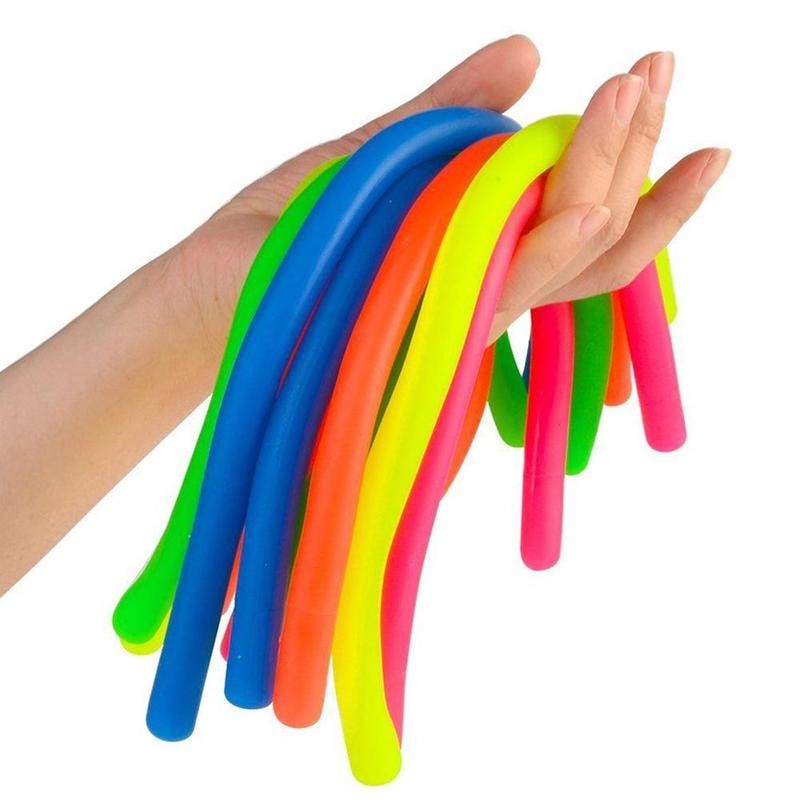 4pcs/lot TPR Soft Anti Stress Rope Toys Fidget Noodle Stretch/Pull/Twirl/Wrap/Squeeze Toy Neon slings DIY Hand-knit Rope