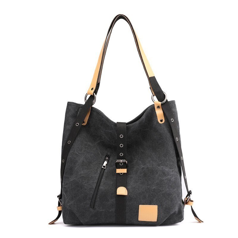 Canvas tas dames handtassen crossbody tas over de schouder vrijetijdstassen grote reistassen tassen voor dames: Zwart
