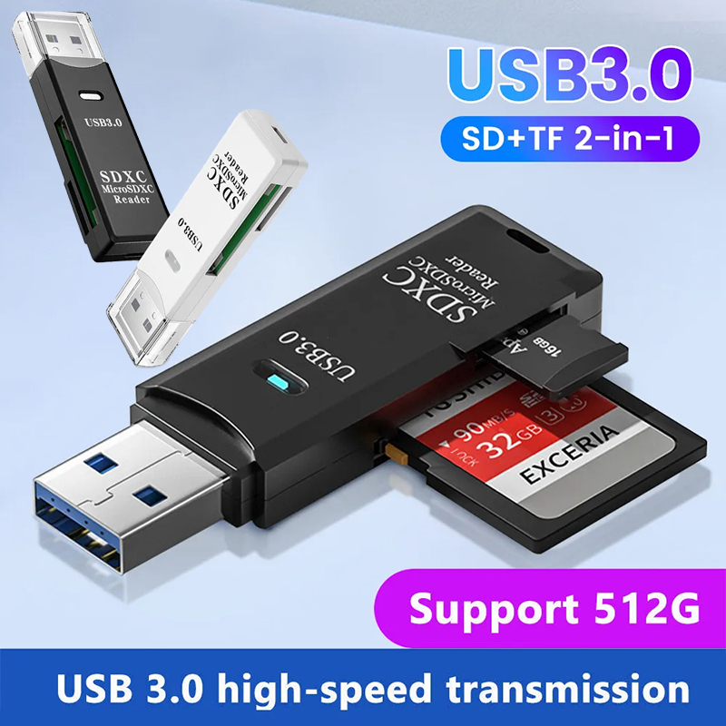 USB 3.0-kaartlezer 2-in-1 USB naar SD Micro SD TF-geheugenkaartadapter voor pc-laptopaccessoires Flash Drive Hoge snelheid kaartlezer