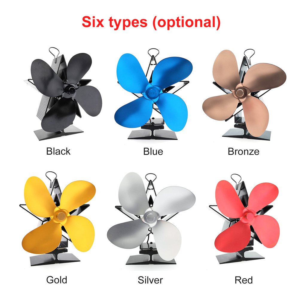 Thermal Power Fireplace Fan Heat Powered Wood Stove Fan Log Wood Burner Ecofan Four-leaf Fans Efficient Heat Distribution