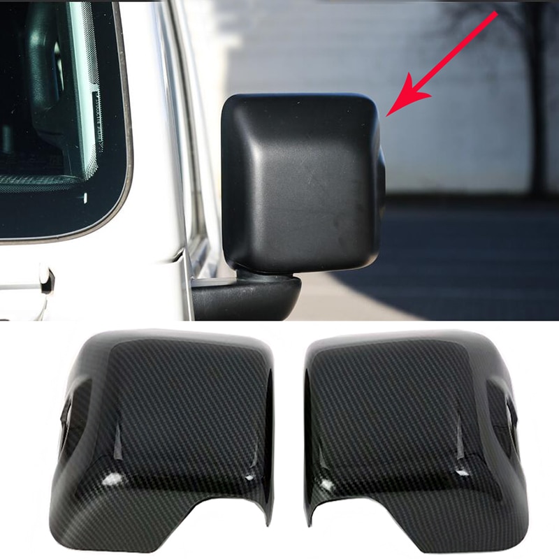 Tapas para espejo de puerta lateral de Jeep Wrangler JL , estilo de fibra de carbono