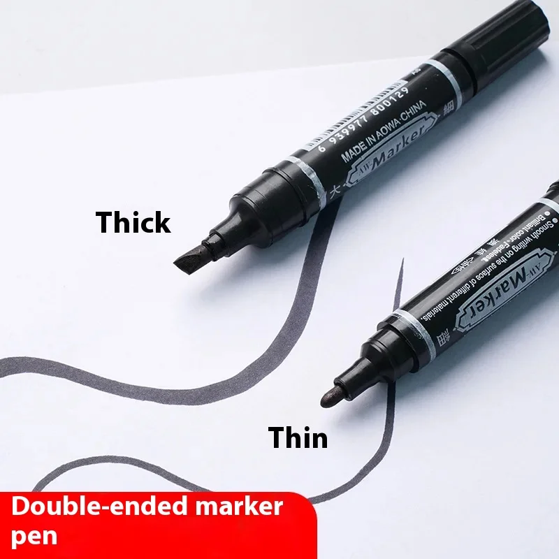 3/6 stk. 3-- fargers dobbeltsidig tusj med oljebasert blekk, hurtigtørkende, vanntett og ikke-viskelig, til kunst- og håndverksprosjekter.