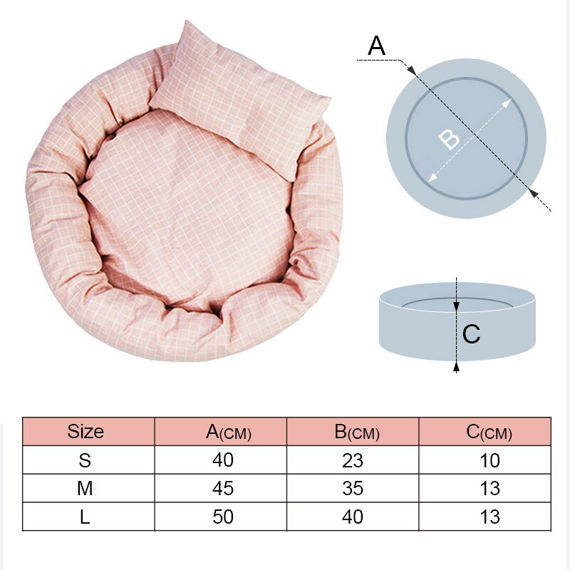 BBmf Winter Warm Cat Bed House Pet Cat Lounger Sofa Egg Tart Shaped House PP Cotton Cat Bed Soft Plush Cat Mats Big Basket: Pink plaid / M