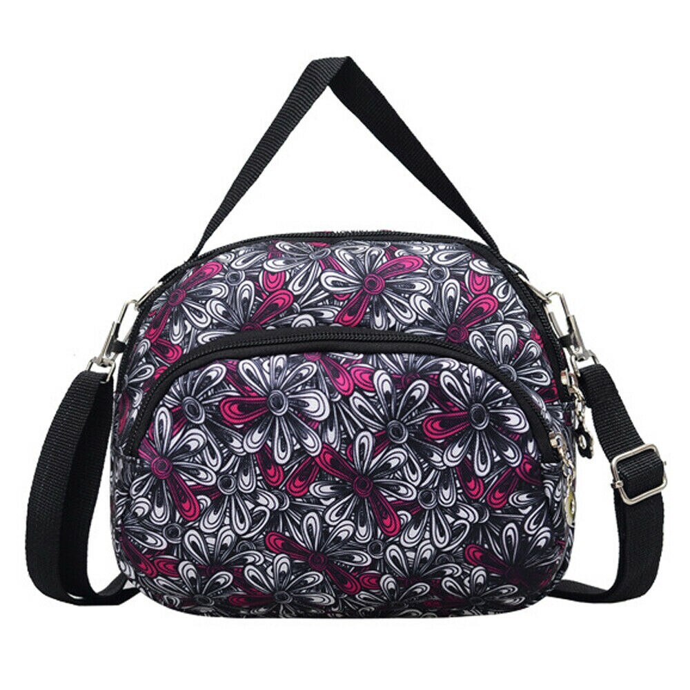 Women Nylon Zipper Shoulder Messenger Handbag Bag Floral Travel Bags: G