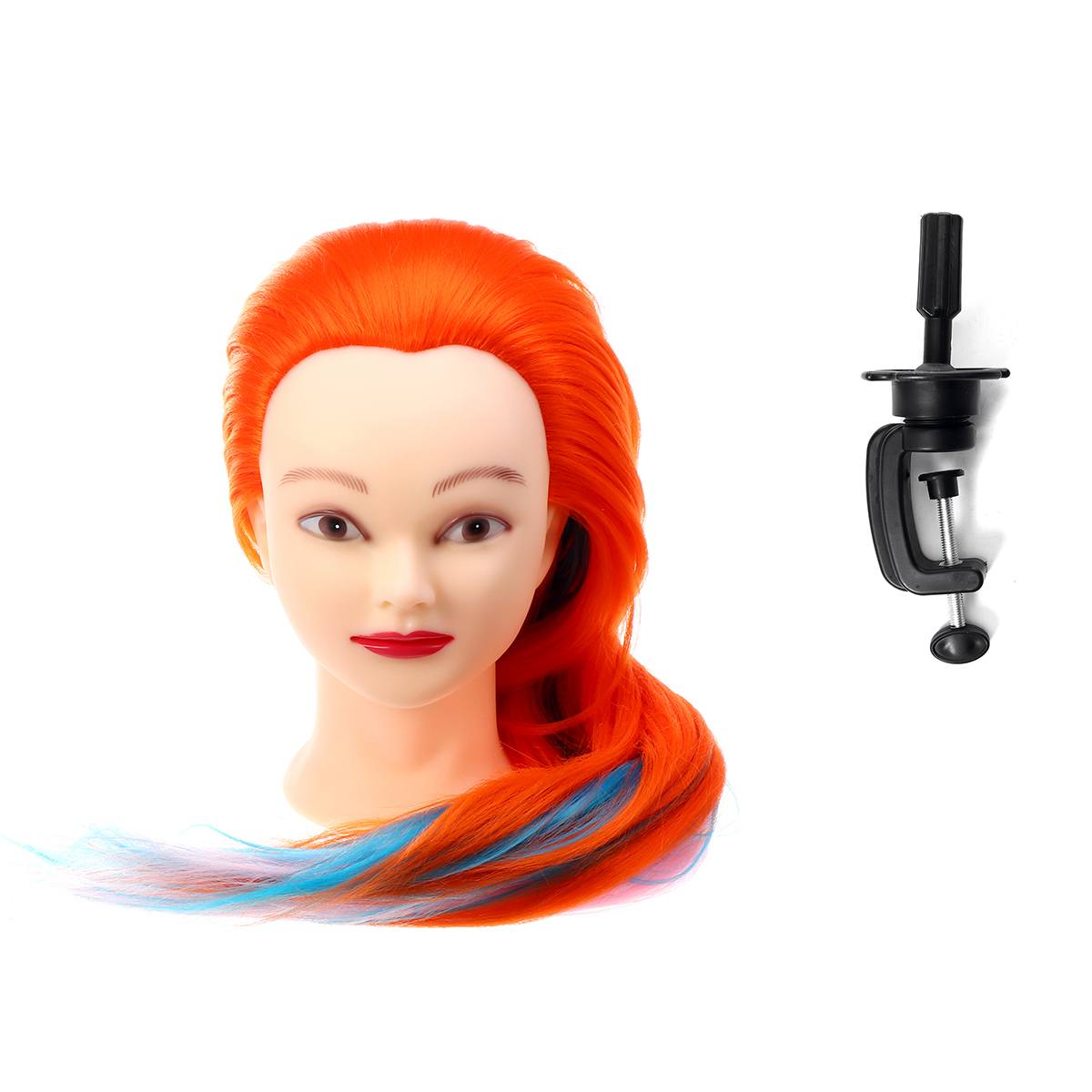 70cm Training Head For Salon Hairdressing Mannequin Dolls Hairstyles Styling Head With Clamp Can Be Curled Hair: Orange