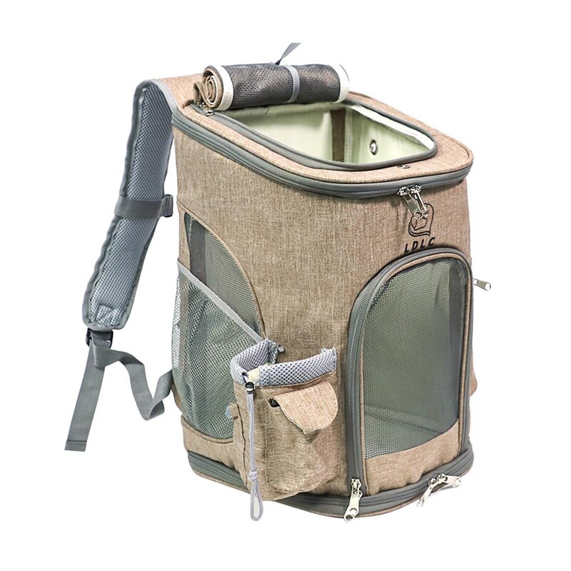 LDLC Foldable Zipper Pet Bag Carrier Backpack Dog Cat Outdoor Travel Carrier Packbag Portable Mesh Pet Out Bag Cat Backpack: Ginger Yellow / L