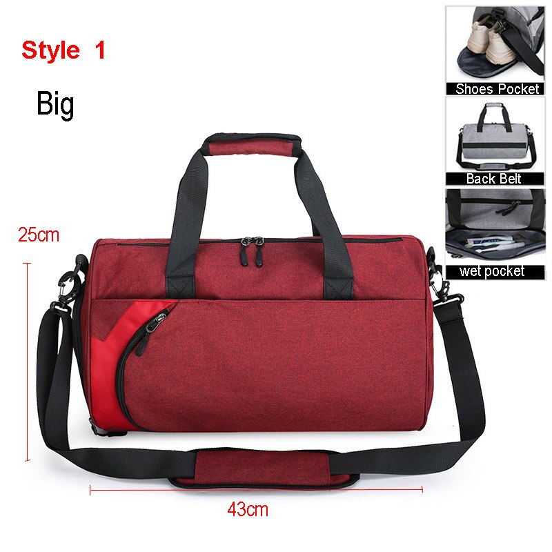 Men Gym Bags For Training Bag Tas Fitness Travel Sac De Sport Outdoor Sports Swim Women Dry Wet Gymtas Yoga Shoes Bag XA103WA: Style 1 Red