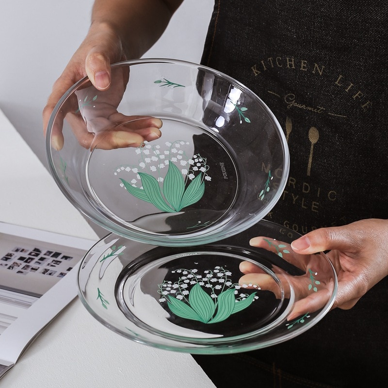 Cutelife klokke orkidé hærdet glas plade retro vintage simpel salat fad dessert plade stativ til kage snack bakke bryllupsplader