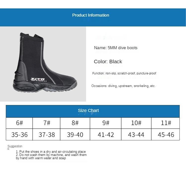 Stivali da sub in neoprene con stivali da sub con cerniera scarpe in gomma neoprene da 5mm