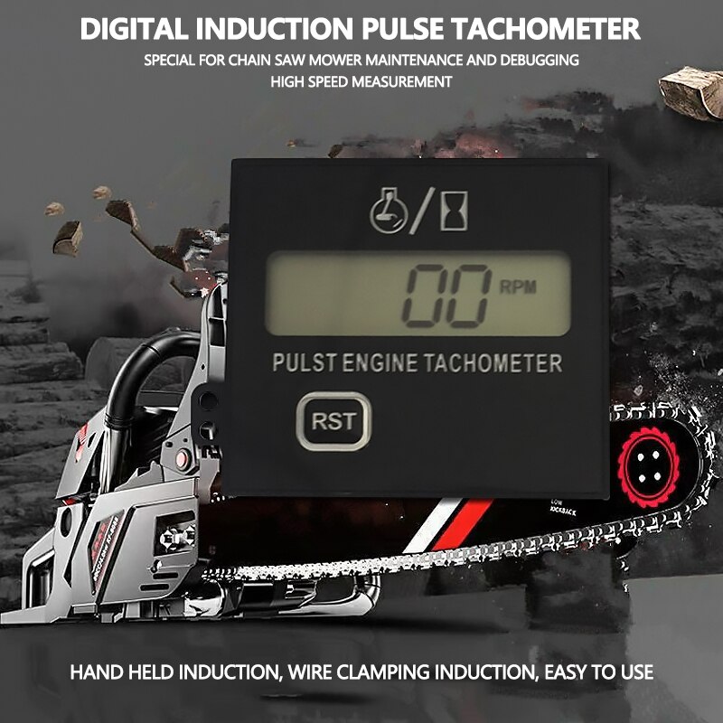 Digital Display Induction Pulse Speed Tachometer Gasoline Engine Lawn Mower Tachometer Chain Saw High Tachometer