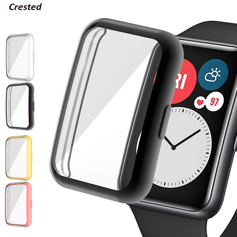 Funda chapada para Huawei Watch fit 2, accesorios para reloj inteligente, Protector de pantalla integral de parachoques de TPU, funda de reloj Huawei fit2
