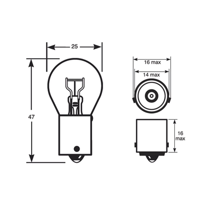 Flytop (2 Pieces/Lot) 581 PY21W S25 BAU15s Silver / Chrome Amber Glass 12V21W Car Tail Lamp Stop Light Indicator Bulb
