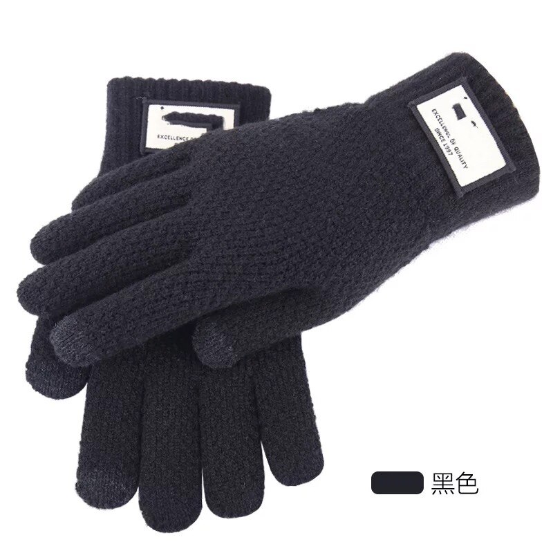 knitted warm touch screen gloves for men's autumn and winter thickened woolen gloves: 1