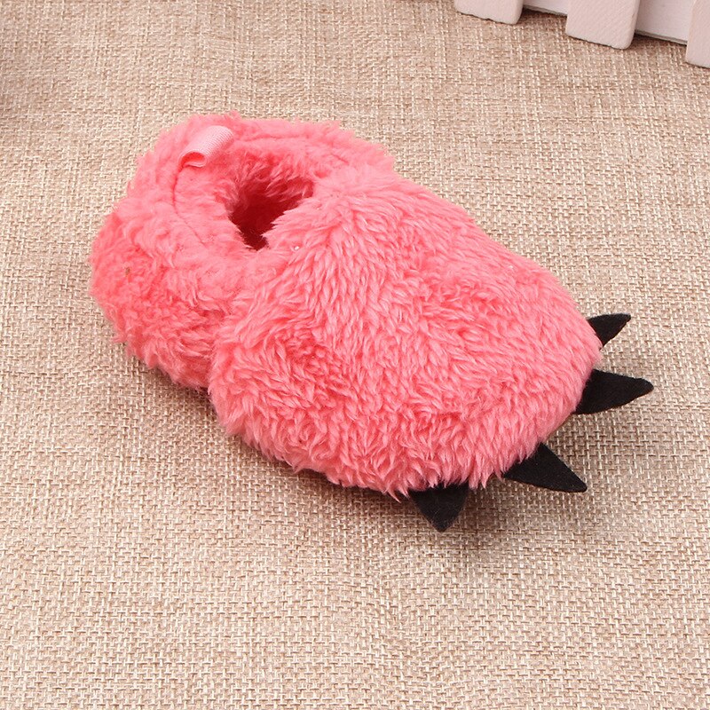 Barn baby crib sko vinter myk såle monster claw mokasiner sko plysj jente gutter sko innendørs plysj såle prewalkers crib sko: Vannmelonrød / 0-6 måneder