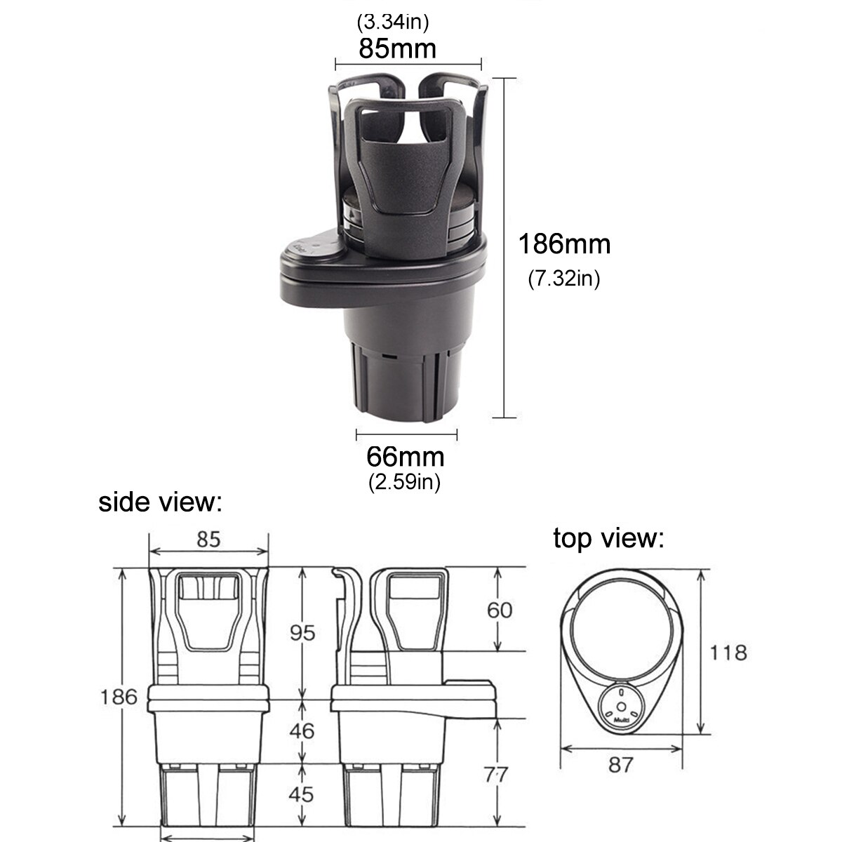 2 In 1 Cup Holder Slip-proof 360 Degree Rotating Water Car Multifunctional Cup Drink Bottle Holder with 16pcs Sponge Mat