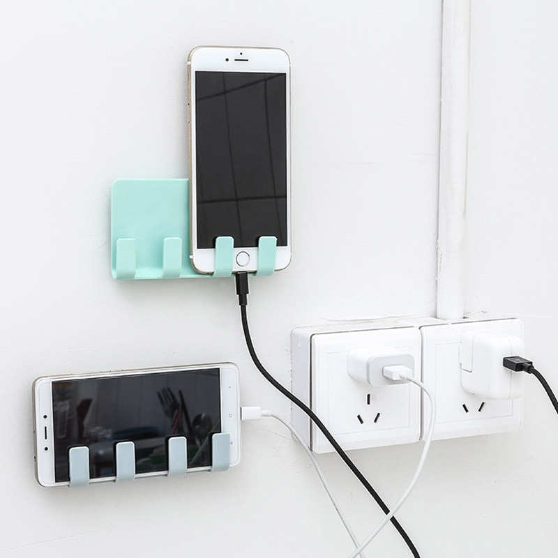 Universal Phone Suction Wall Hook Charging Cable Wall Hanging Rack Hanger Mount Charge Cable Holder Home Power Socket Stand