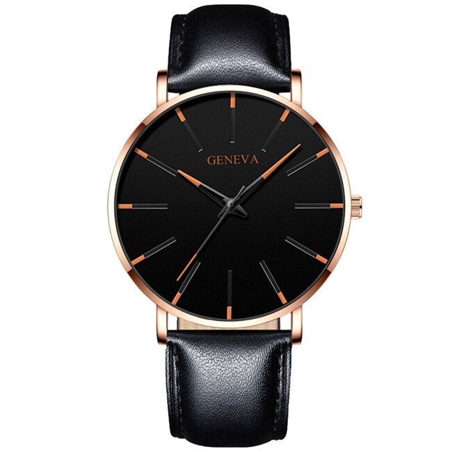 Minimalistiske herre ultra tynde ure simple herre business rustfrit stål mesh quartz ur: L rosa guld orange