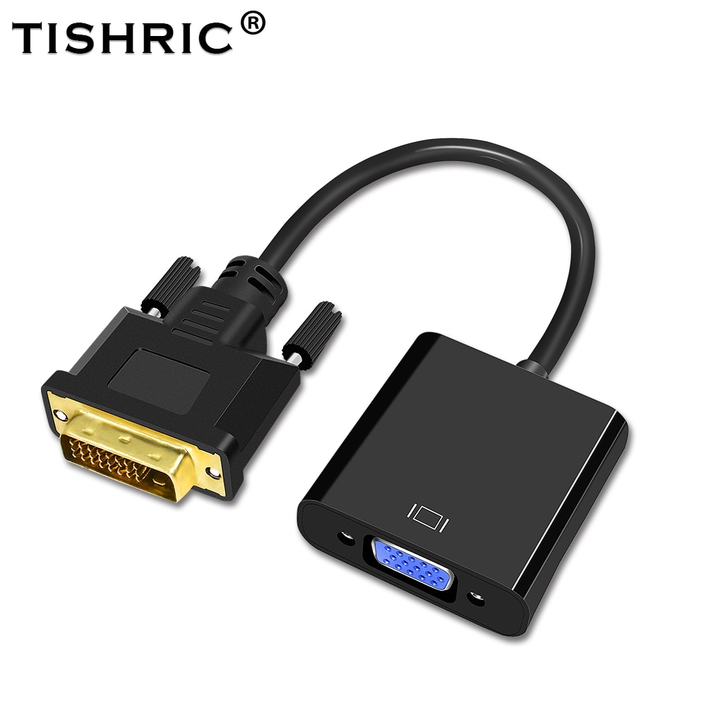 Tishric dvi til vga adapter kabel han til hun 1080p video konverter adapter dvi 24+1 25 ben  to 15 ben vga til pc tv display