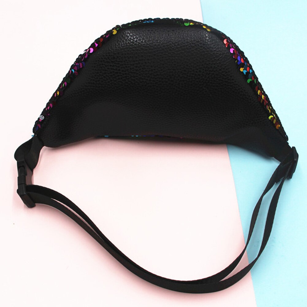 Sequins Fanny Waist Bag Women Colorful Shoulder Crossbody Bags Zipper PU Glitter Chest Belt Pack Outdoor Travel Pouch