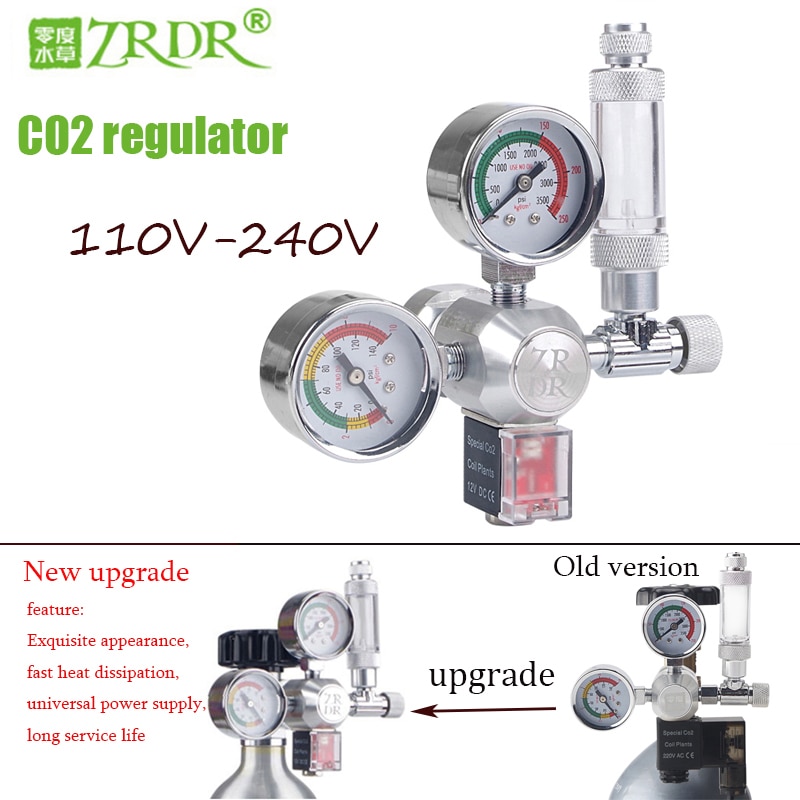 ZRDR/ Aquarium CO2 Regulator with Check Valve Bubble Counter Magnetic Solenoid Valve Aquarium CO2 Pressure-reducing Valve