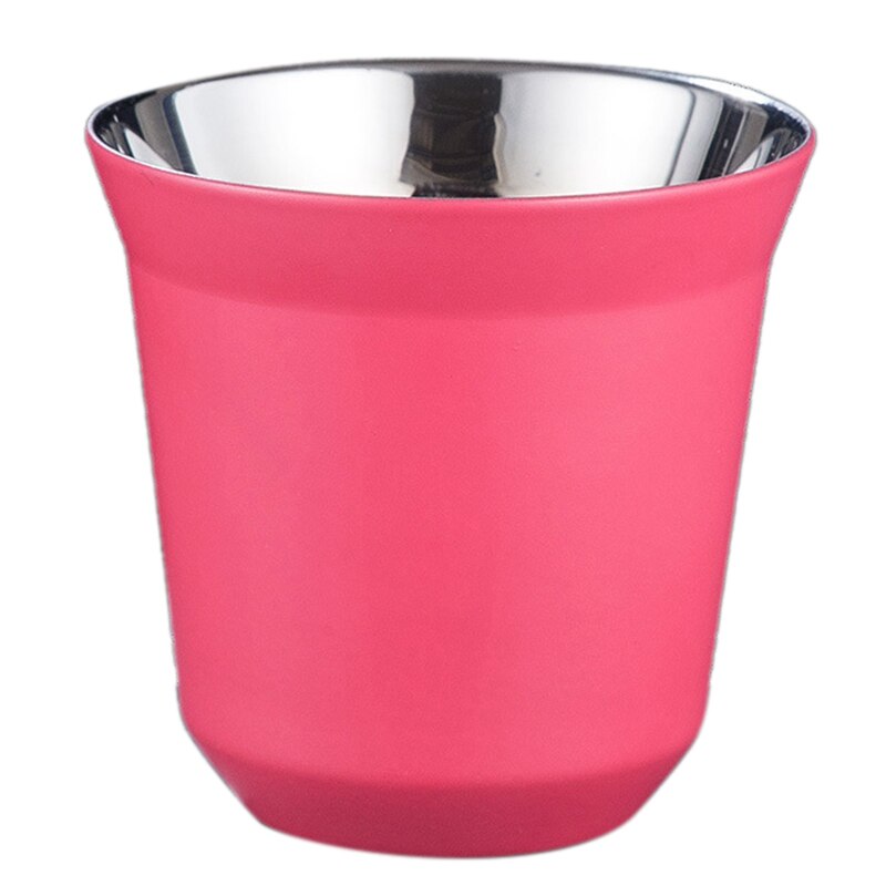 ! 80ml dubbelväggs isolering för espressokoppar i rostfritt stål för nespresso pixie kaffekoppar kapselformade kaffemuggar: Rosagrå