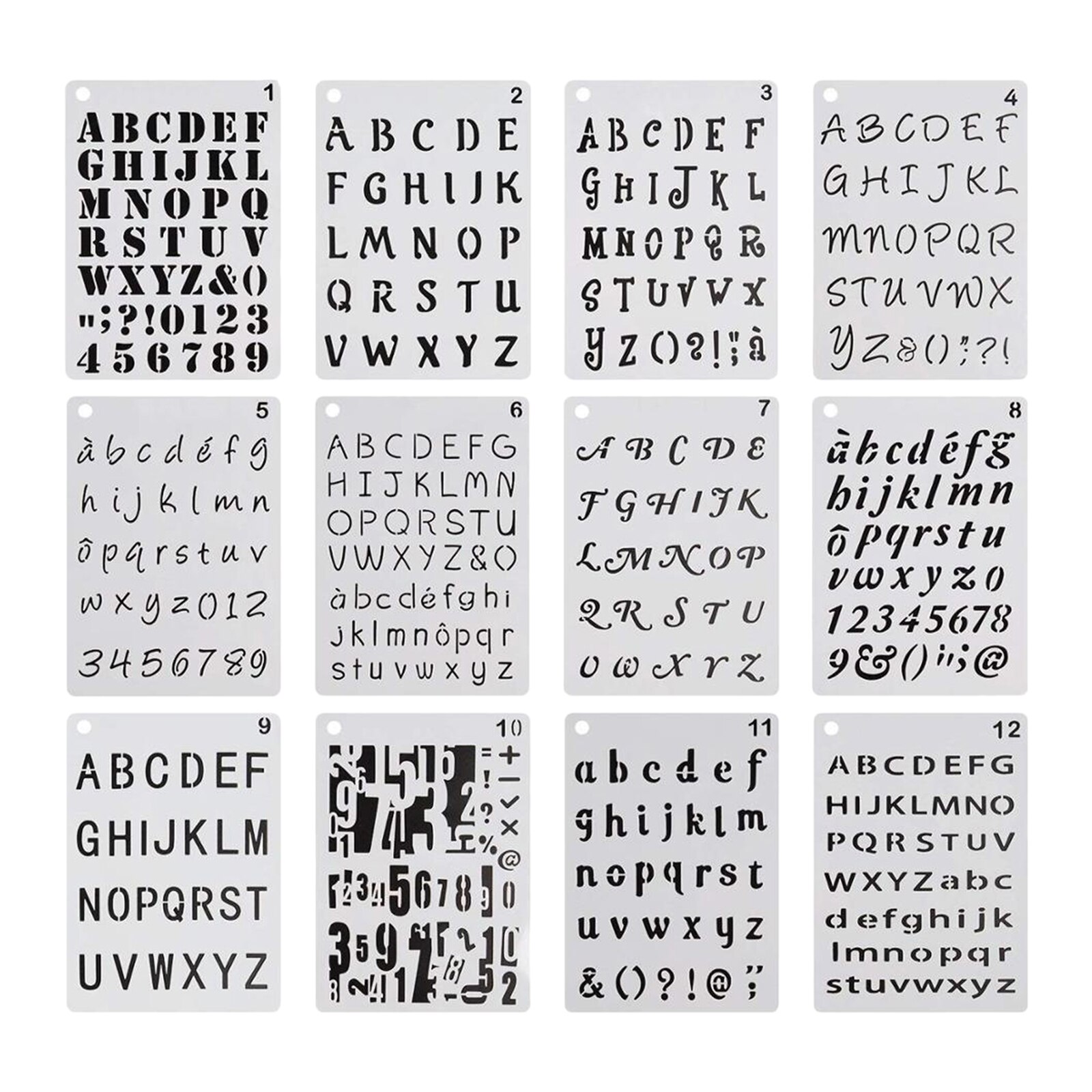 12 Pack Letter And Number Stencils Alphabet Templates Drawing Painting on Wood